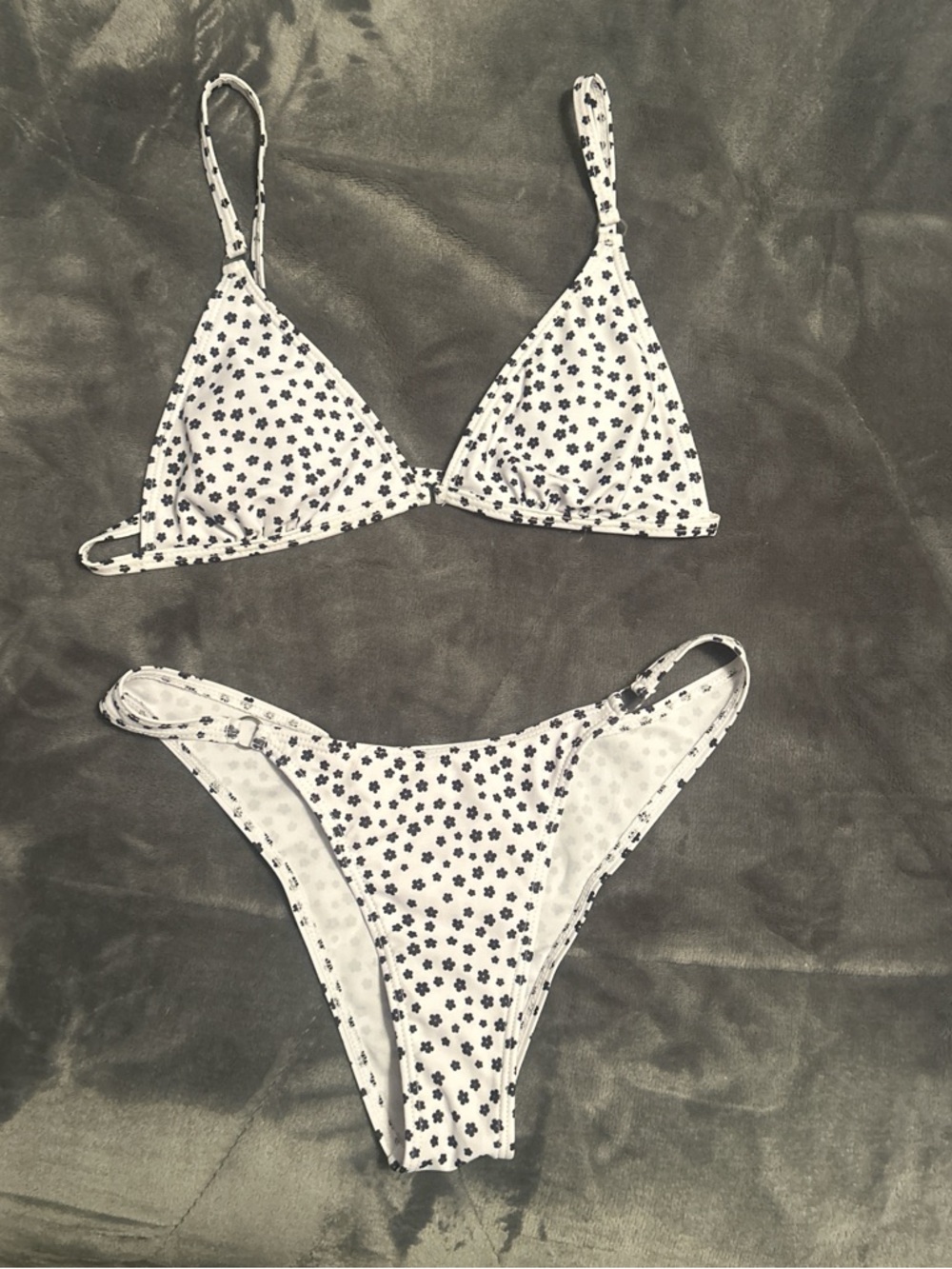 White Floral Triangle Bikini Set